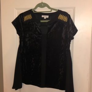 Crushed Black velvet top-never worn!